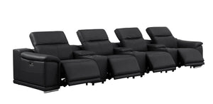 2679 - Genuine Leather Sofa With 4 Power Recliners, Power Headrests & 3 Storage Consoles