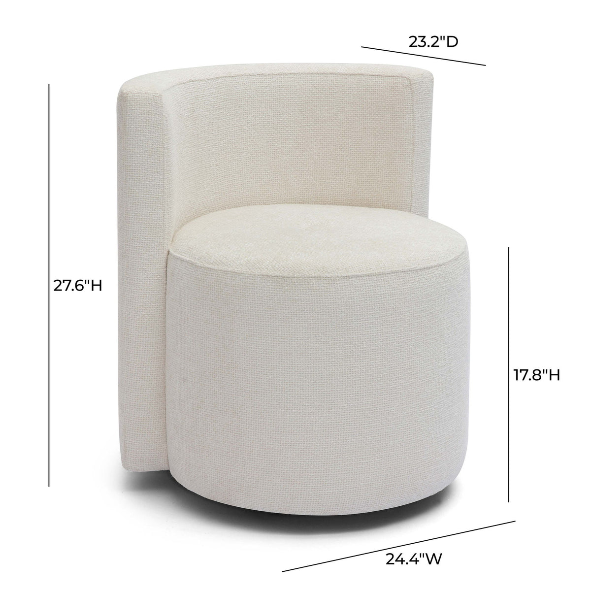Alyssa - Chenille Rolling Desk Chair - Cream - R&R Furniture Gallery (Fountain Valley, CA)