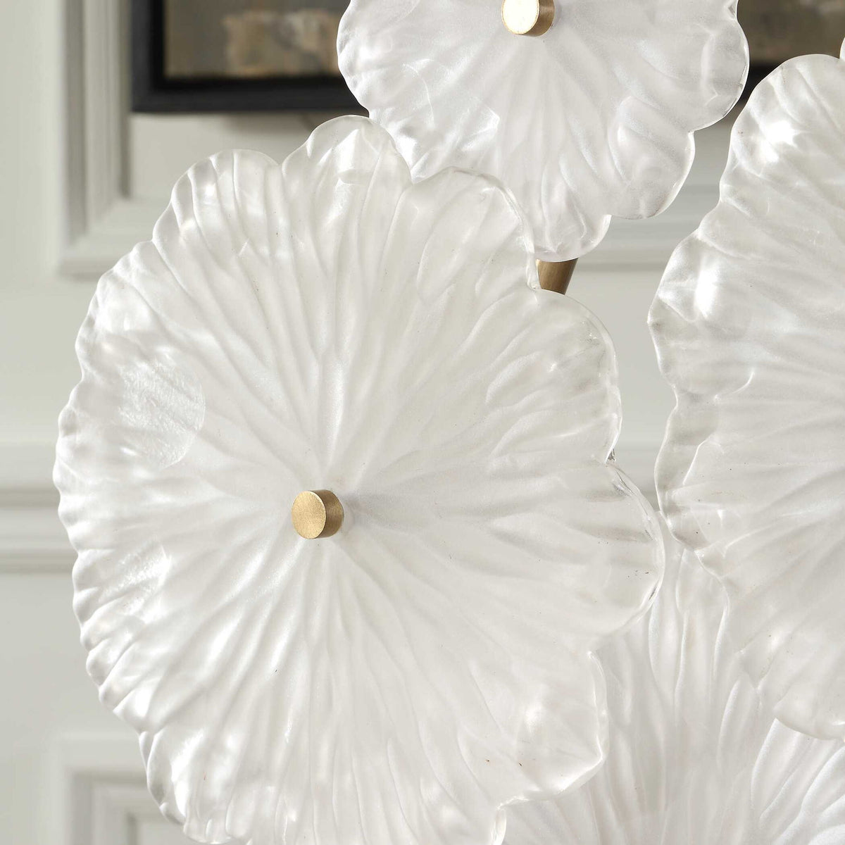 Glass - Garden Table Sculpture - Gold / White