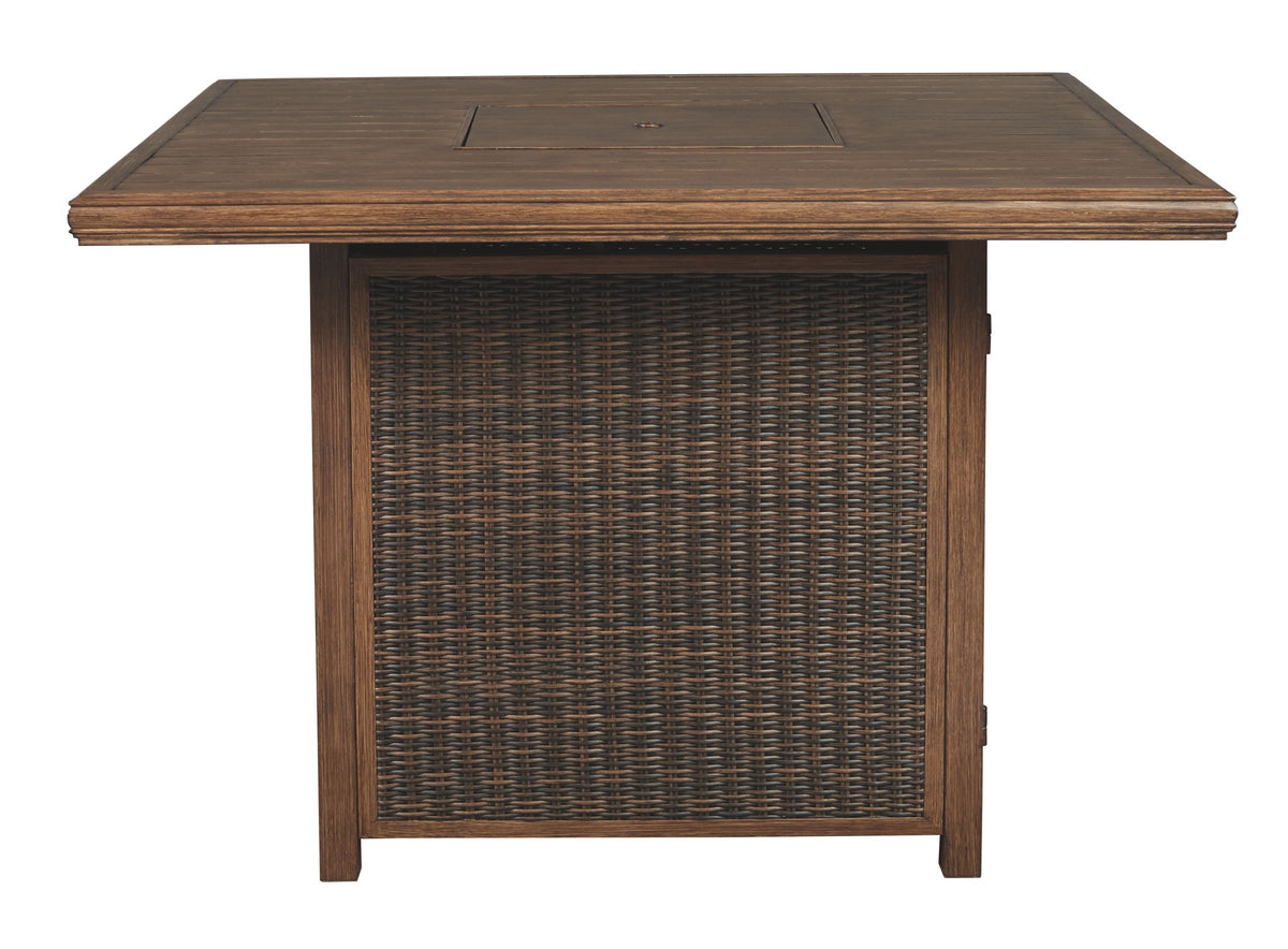 Paradise Trail - Square Bar Table w/Fire Pit - Medium Brown - R&R Furniture Gallery (Fountain Valley, CA)