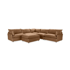 Classic Home Caplan 6-piece modular sectional with ottoman, 2-piece living room set, featuring plush cushions and modern design.