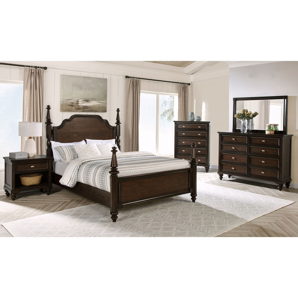 Berwick - 5 Drawer Chest With Felt Lined Top Drawers - Dark Oak