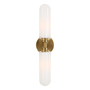 Wellsville - 2 Light Brass Sconce - White / Gold