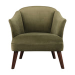 Uttermost Conroy olive accent chair with plush upholstery and sleek wooden legs, stylish and comfortable for modern living spaces.