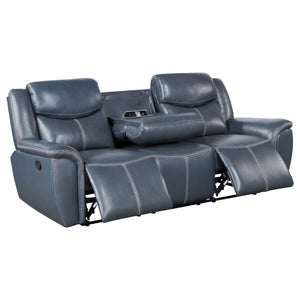 Stanwicke - 2 Piece Motion Reclining Sofa Set With Contrast Stitching - Blue