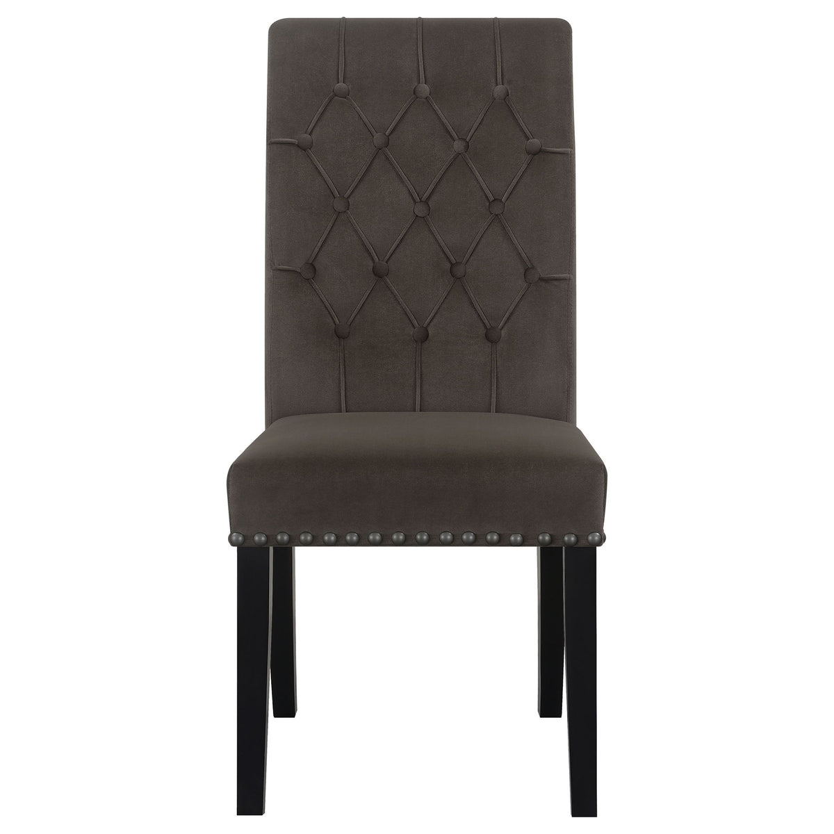 Side Chairs With Tufting Nailhead Trim (Set of 2) - Brown