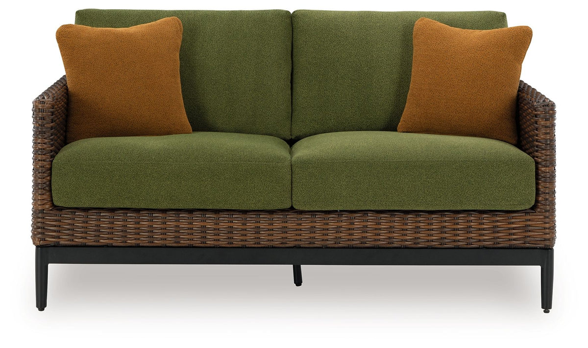 Horizon Hall - Loveseat With Cushion - Brown / Green - R&R Furniture Gallery (Fountain Valley, CA)