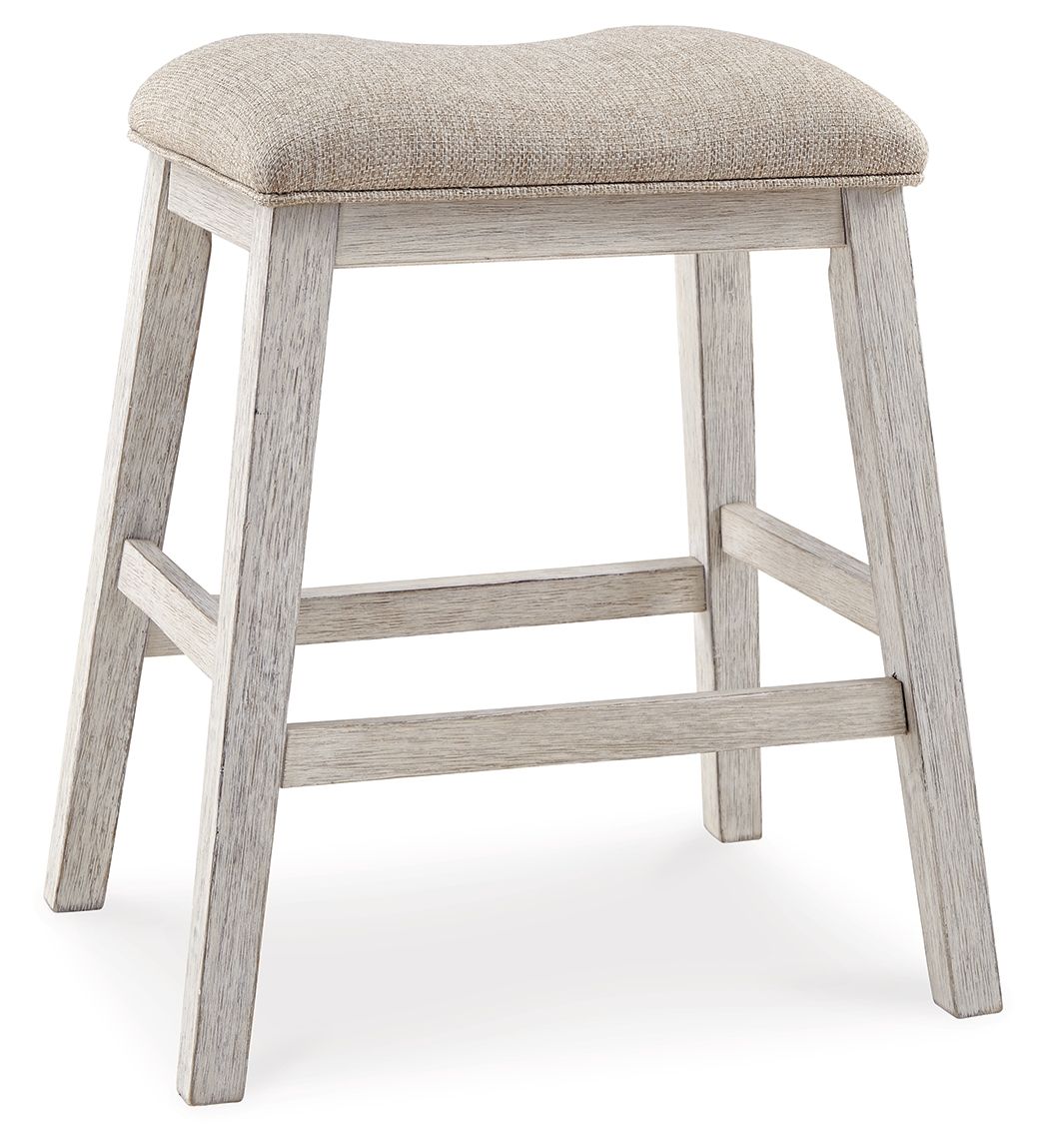 Skempton - Upholstered Stool (Set of 2) - White - R&R Furniture Gallery (Fountain Valley, CA)