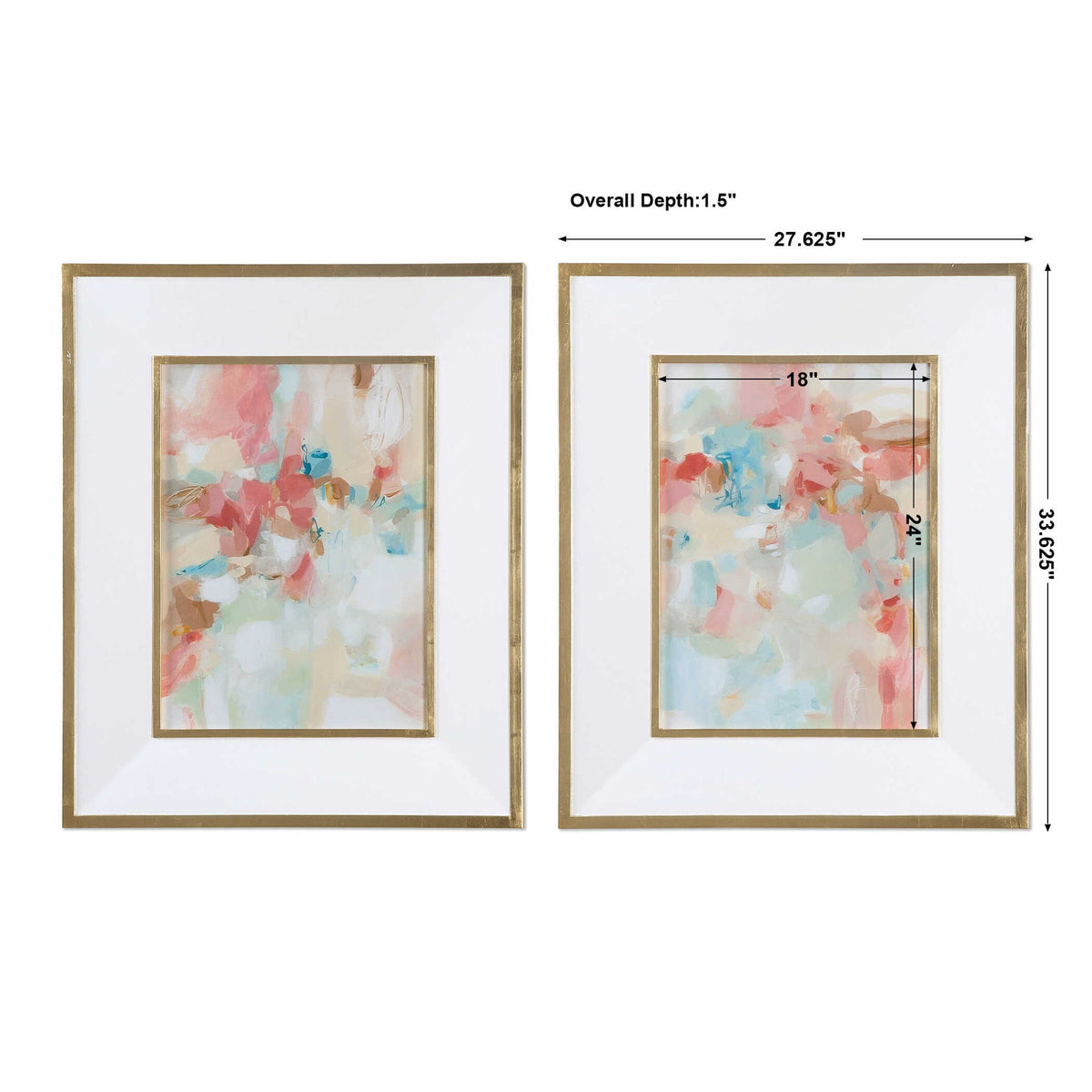 A Touch Of Blush And Rosewood Fences - Art (Set of 2) - Pink