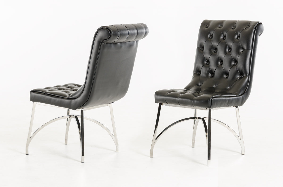 Silvie Modern Black Leatherette Dining Chair — view 2