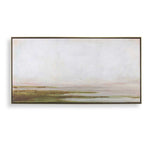 Hazy Lake - Framed Landscape Art - Gold / Gray / Green / Light Blue