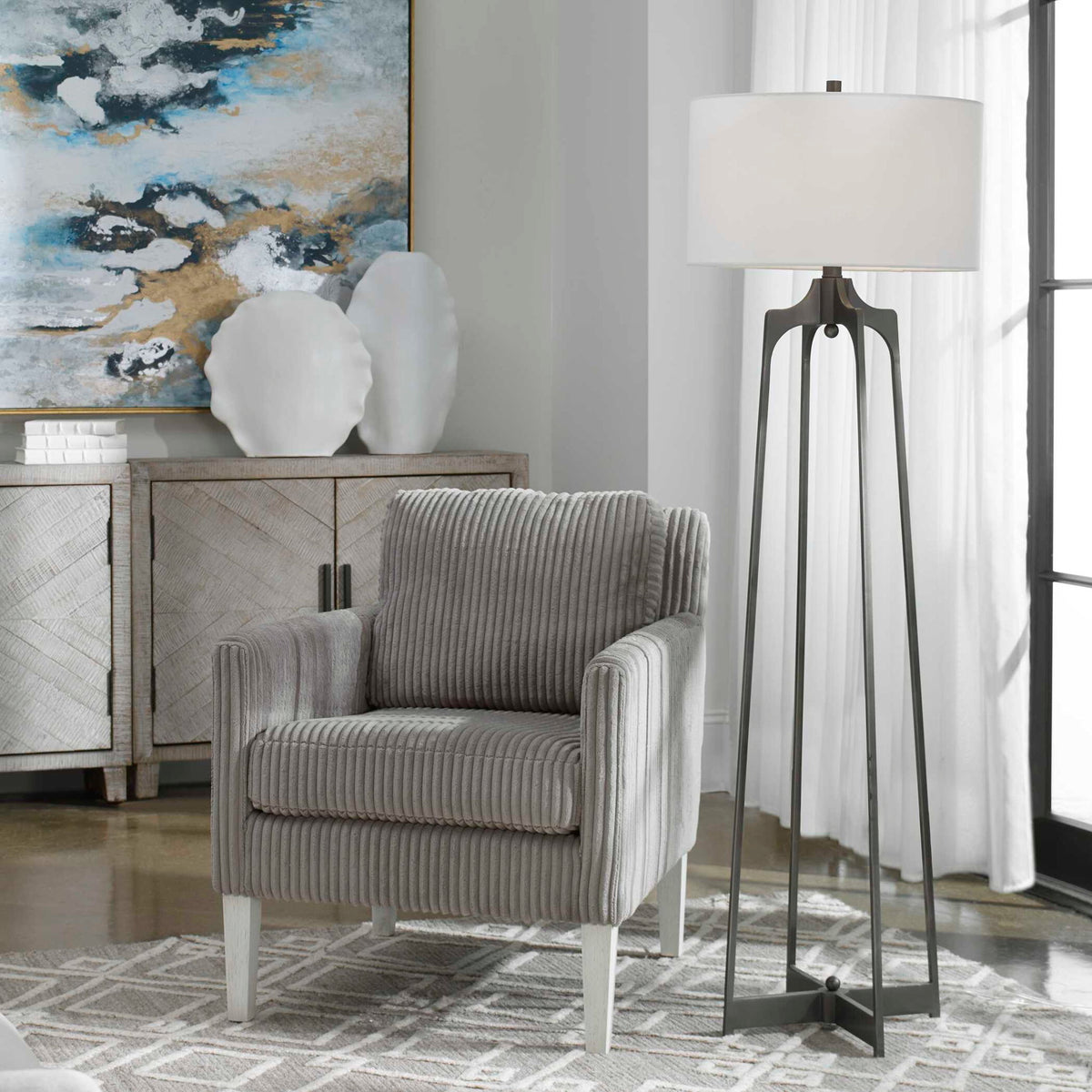 Adrian - Modern Floor Lamp - Silver