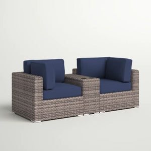 Outdoor Seating Group With Cushions 2 Person - Gray