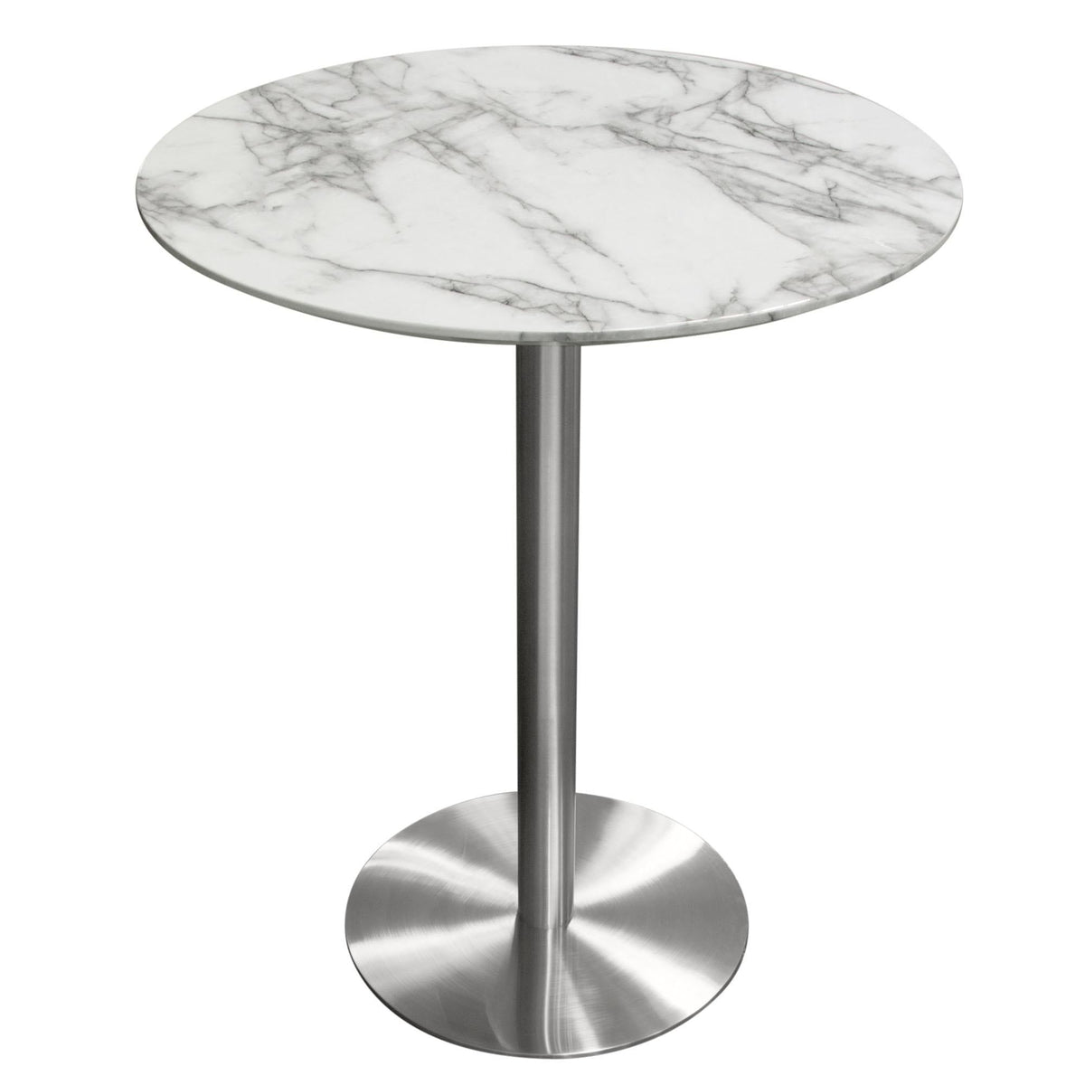 Stella 36" Round Bar Height Table w/ Faux Marble Top and Brushed Silver Metal Base by Diamond Sofa