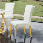 Holstebro - White Side Chair (2/CTN), Gold Frame