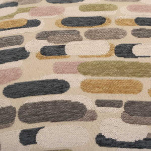 Arem - Upholstered Multi-Color Ottoman - Gray / Pink / White / Yellow