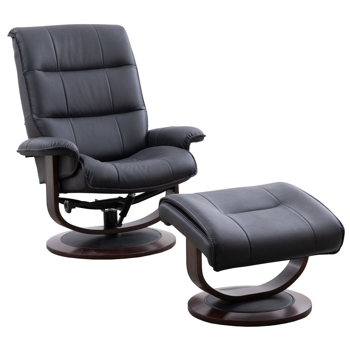 Knight - Manual Reclining Swivel Chair and Ottoman - R&R Furniture Gallery (Fountain Valley, CA)