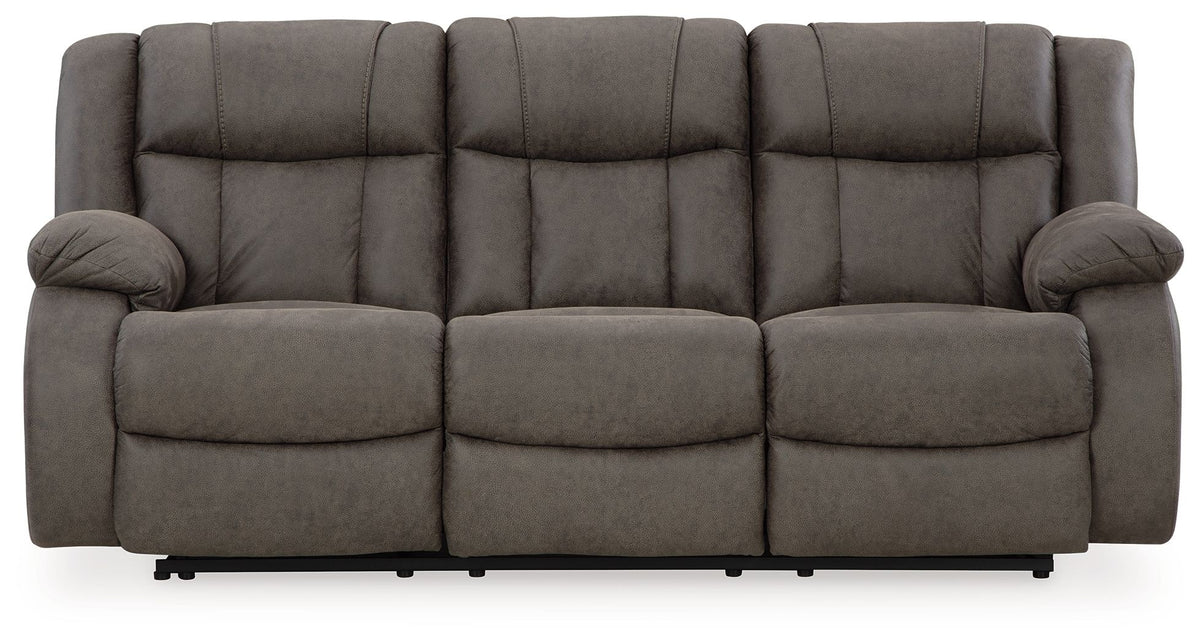 First Base - Reclining Sofa - Gunmetal - R&R Furniture Gallery (Fountain Valley, CA)
