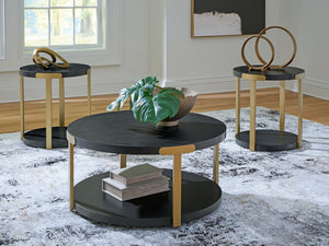 Shylore - Occasional Table Set (Set of 3) - Black / Brass Finish - R&R Furniture Gallery (Fountain Valley, CA)