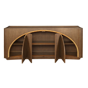 High Light - Lighted 4 Door Console Cabinet - Woodtone