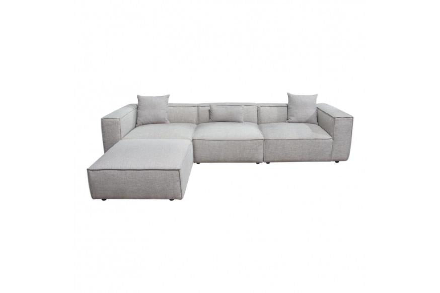 Vice 4PC Modular Sectional in Barley Fabric with Ottoman