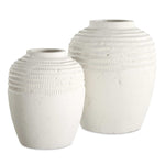 Luna - Ridge Ceramic Vases (Set of 2) - White