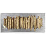 Gold metal wall decor by Uttermost featuring an intricate, modern design suitable for contemporary interior accents.