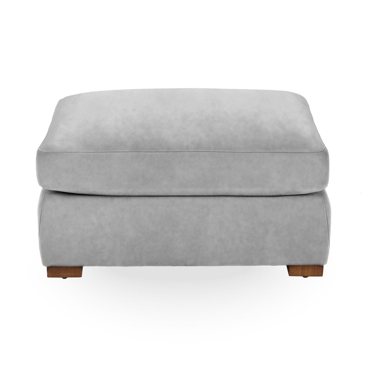 Classic Home Audrey upholstered ottoman with plush fabric and rounded design, ideal for living room decor.