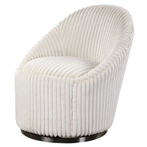 Uttermost Crue Fabric Swivel Chair with plush upholstery and modern design, showing a comfortable, stylish seating option.