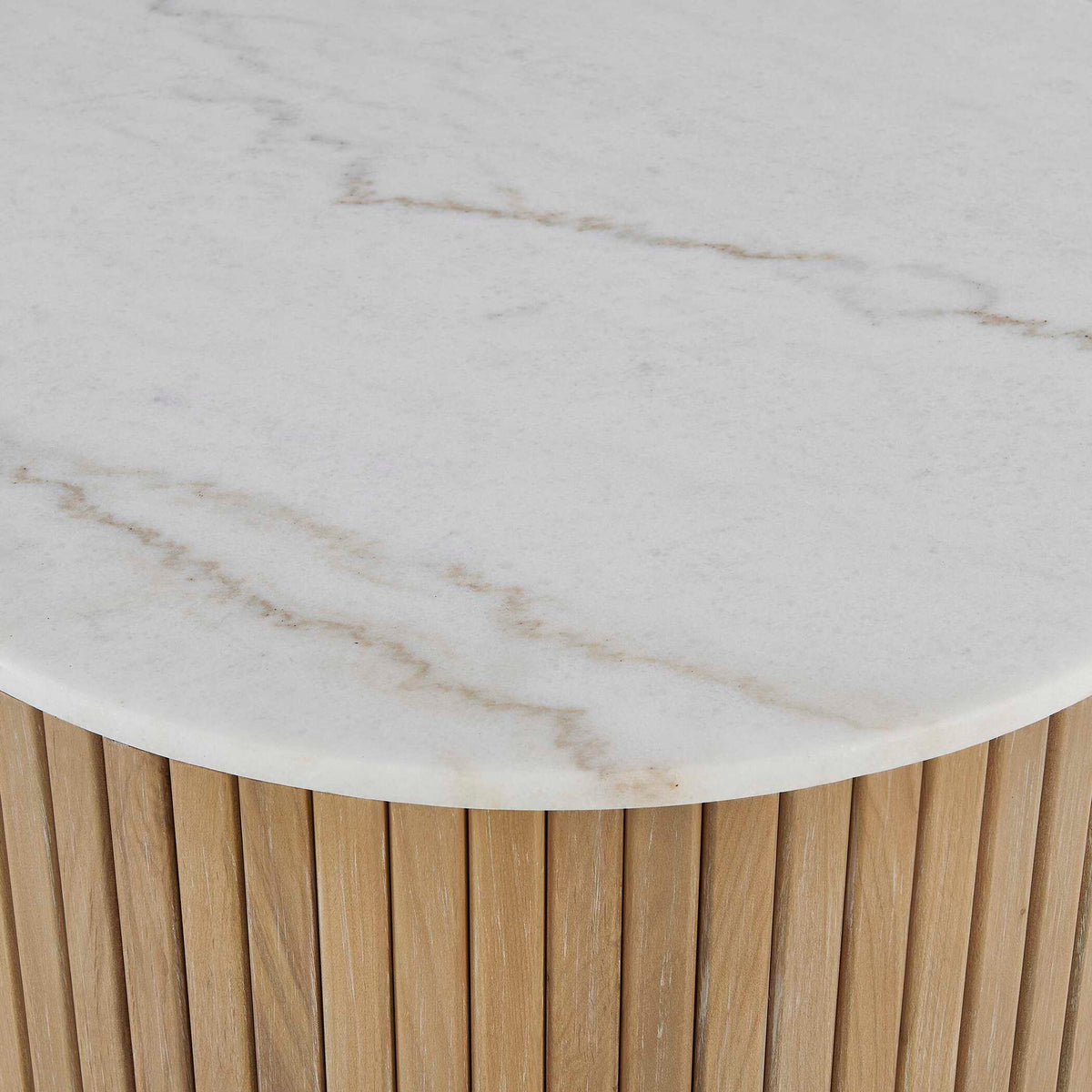 Arik - Marble Top Coffee Table - White / Woodtone