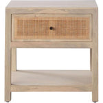 Sadler 1-Drawer Solid Mango Wood Accent Table in Natural Finish w/ Cane Door Fronts