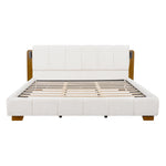 Modern Upholstered Platform Bed Frame With Built-In Reading Lights