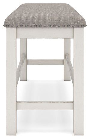 Robbinsdale - Dbl Counter Height Upholstered Dining Bench - Antique White - R&R Furniture Gallery (Fountain Valley, CA)