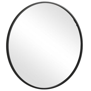 Contemporary Round Mirror - Black Matte