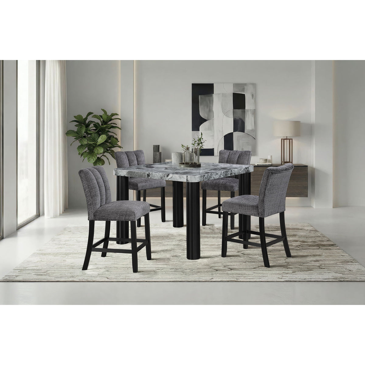Square Frame Dining Table - Gray