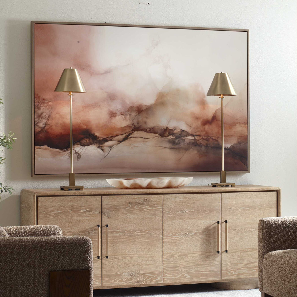 Rise - Framed Modern Canvas - Black / Brown / Orange / White