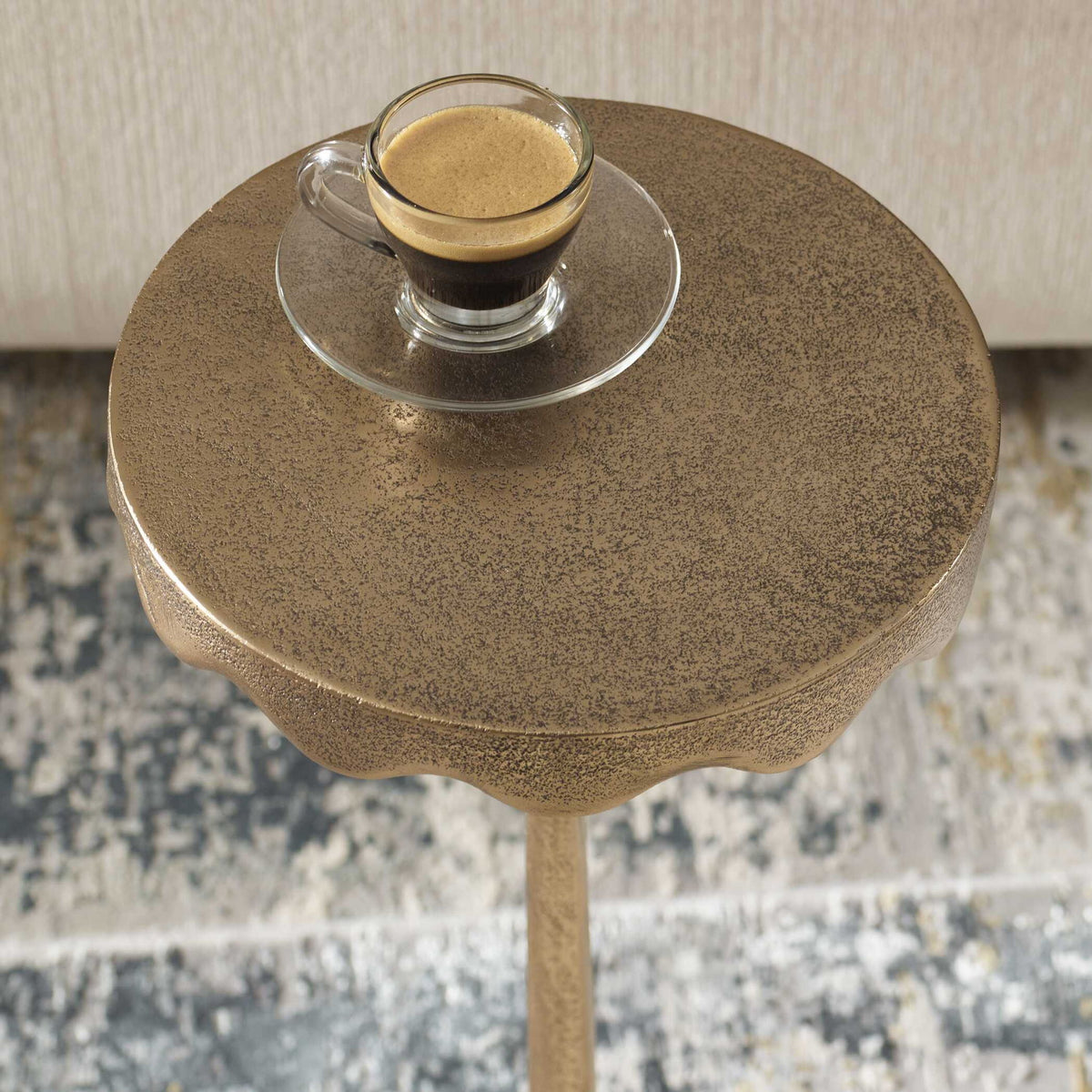 Aluminum Accent Table - Antique Brass