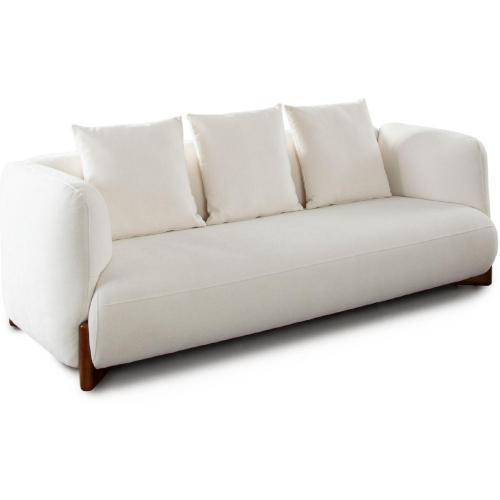 Link Sofa in Elite Ivory Fabric w/ Wood Leg