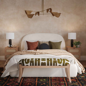 Arielle - Embroidered Bench - Olive / White - R&R Furniture Gallery (Fountain Valley, CA)