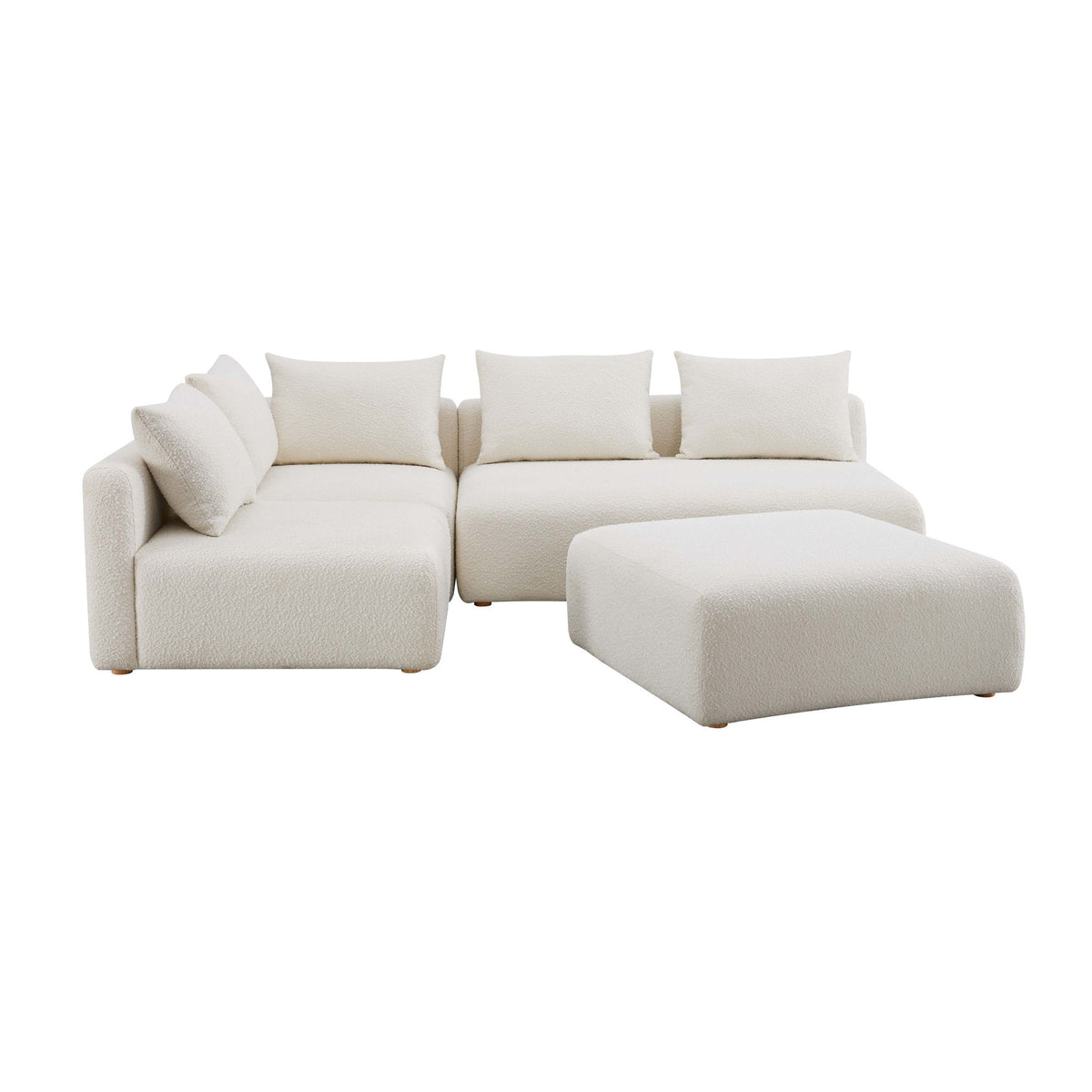 Hangover - 4-Piece Boucle Modular Chaise Sectional - Cream - R&R Furniture Gallery (Fountain Valley, CA)