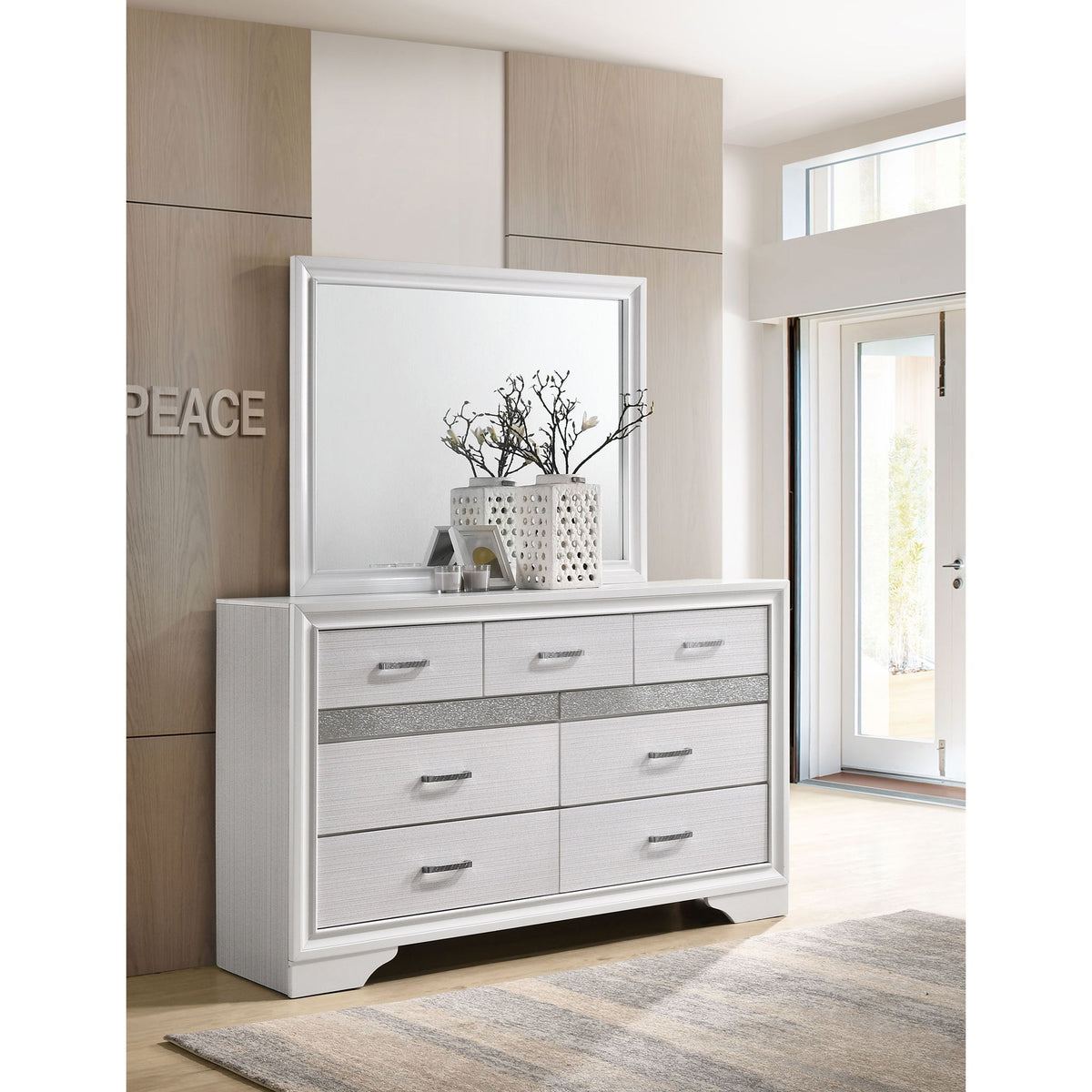 7 Drawer Dresser With Mirror - White