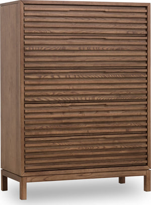 Tanner Five Drawer Ash Wood Chest in Roux