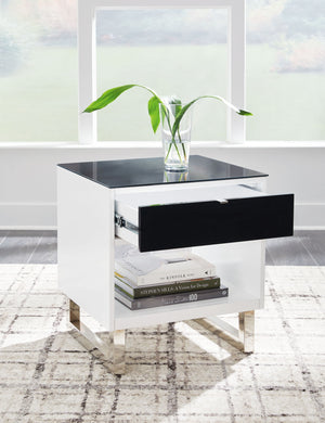 Gardoni - Rectangular End Table - White / Black - R&R Furniture Gallery (Fountain Valley, CA)