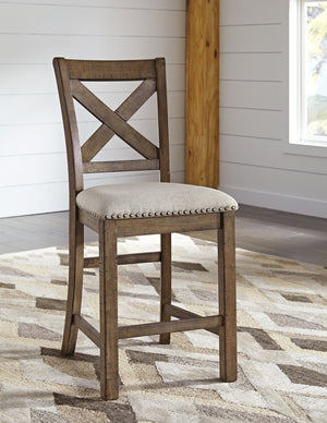 Moriville - Upholstered Barstool (Set of 2) - Beige - R&R Furniture Gallery (Fountain Valley, CA)