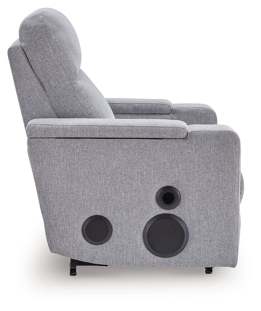 Pineland - Glider Power Recliner With Audio System - Pewter - R&R Furniture Gallery (Fountain Valley, CA)