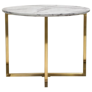 Vida 24" Round End Table w/ Faux Marble Top and Brushed Gold Metal Frame by Diamond Sofa