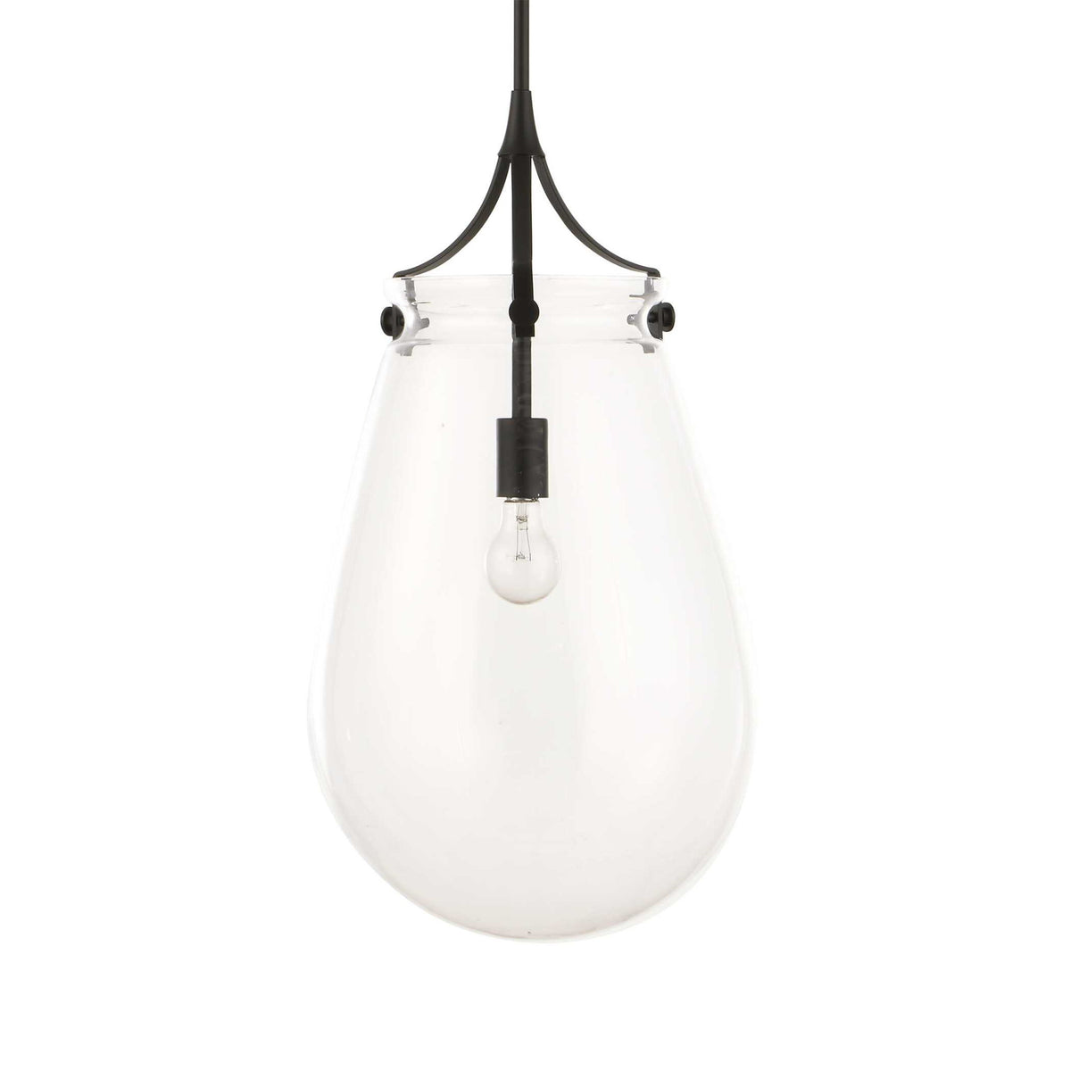 Dewdrop - 1 Light Glass Shade Pendant - Black
