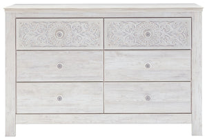 Paxberry - Six Drawer Dresser - Medallion Drawer Pulls - Whitewash - R&R Furniture Gallery (Fountain Valley, CA)