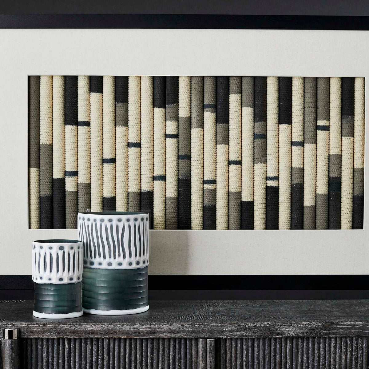 Flaxen Scroll - Shadow Box - Black / Blue / White