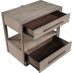 Prescott - 2 Drawers Nightstand With Open Shelf - Taupe